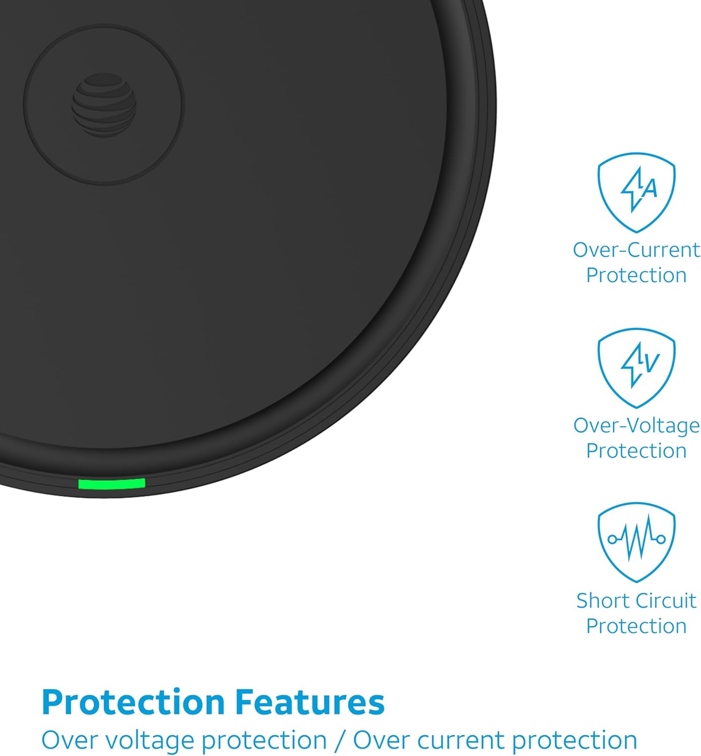 AT&T Professional Series 15W Wireless Charging Pad Black Premium USB-C Fast Charging Universal Device Compatibility Qi Certified Technology - Image 4