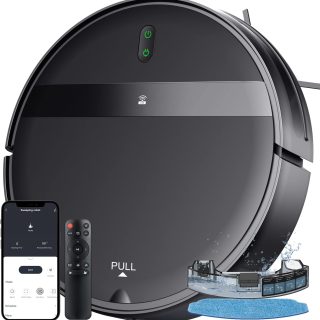 Robot Vacuum and Mop Combo for Pet Hair–2300Pa Robotic Vacuum Cleaner with WiFi/Alexa/App Control, 2H Runtime & Tangle-Free Tech, Auto Recharge, Ultra-Slim Quiet for Hard Floors/Low-Pile Carpets