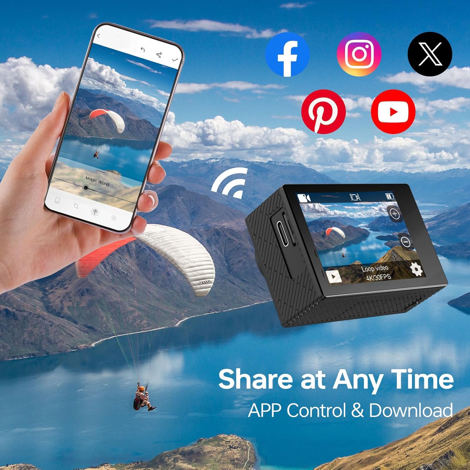 Speed 10 Action Camera 5K 30FPS Waterproof Camera Underwater 131 FT with EIS, Remote Control Sports Camera 5X Zoom with 64GB Card, 2x1350mAh Battery - Image 5